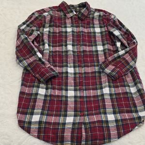 Natural Reflections Burgundy and White Plaid Button-Down Shirt